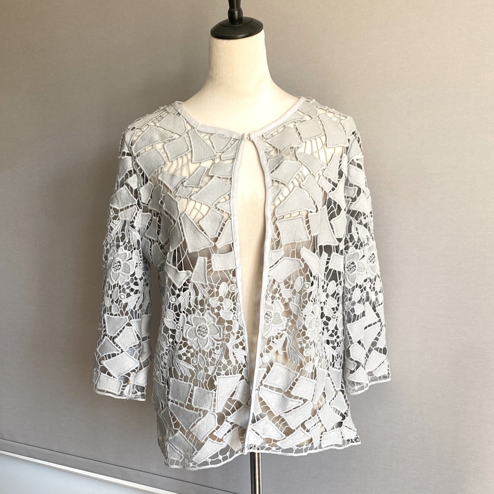 Gray Lace Open cut design jacket “Tuscany “